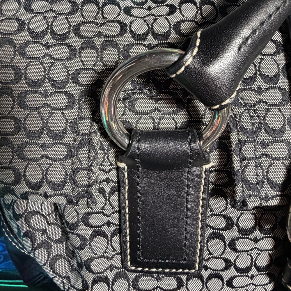 3pc VTG LRG Coach SoHo Navy Jacquard signature Leather/textile Satchel LIKE NEW - Picture 9 of 16